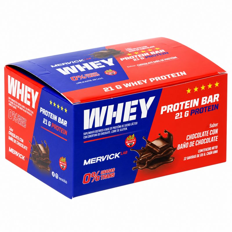 CAJA Barra de Proteína - Whey Protein Bar 65gx12uni Limon - Mervick